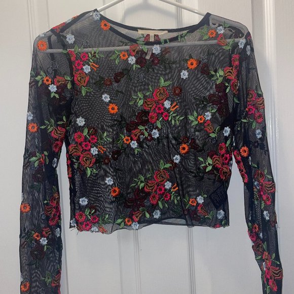 Urban Outfitters Mesh Floral Top - Picture 1 of 1